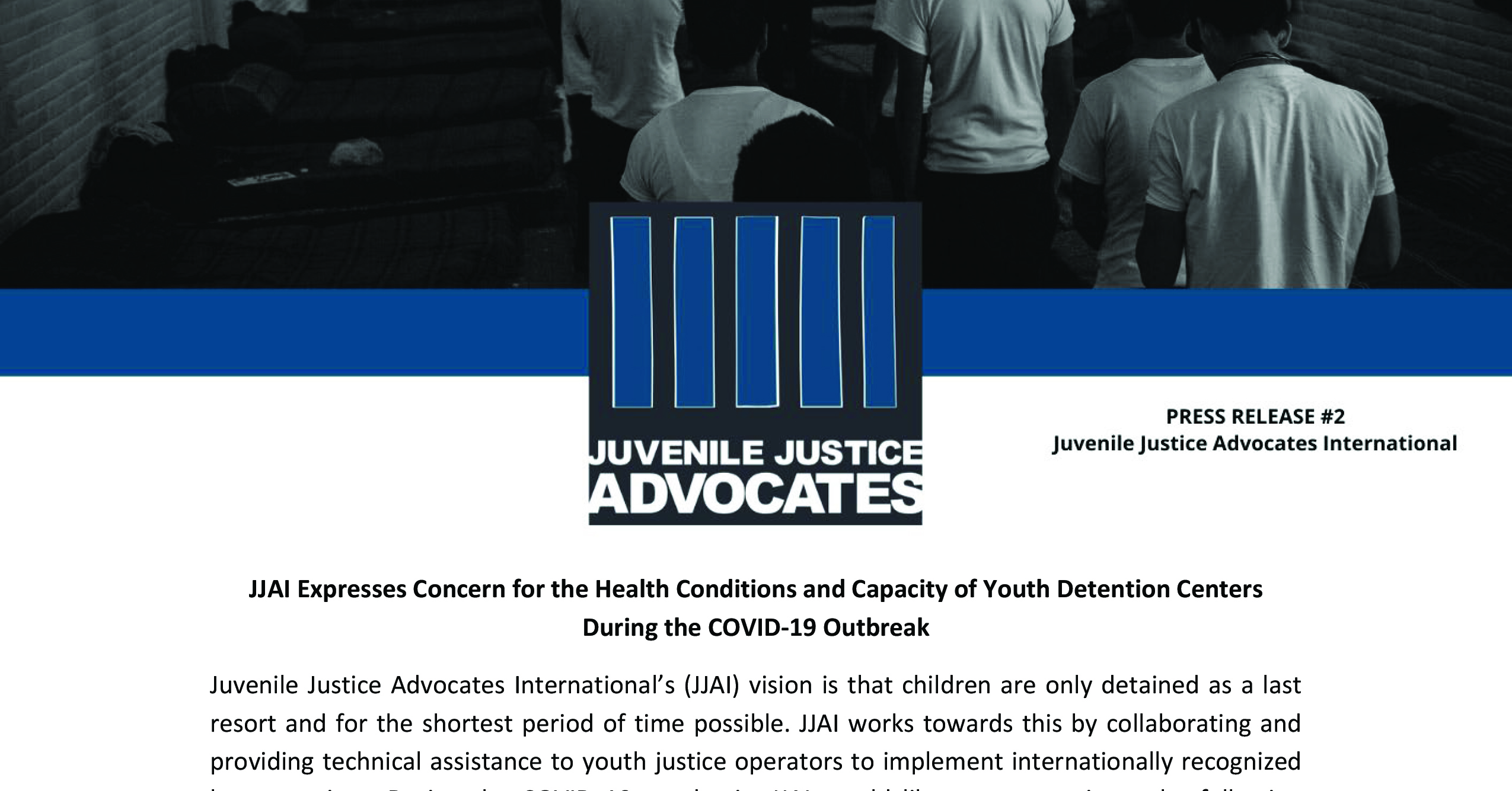 JJAI Expresses Concern for the Health Conditions and Capacity of Youth Detention Centers During the COVID-19 Outbreak