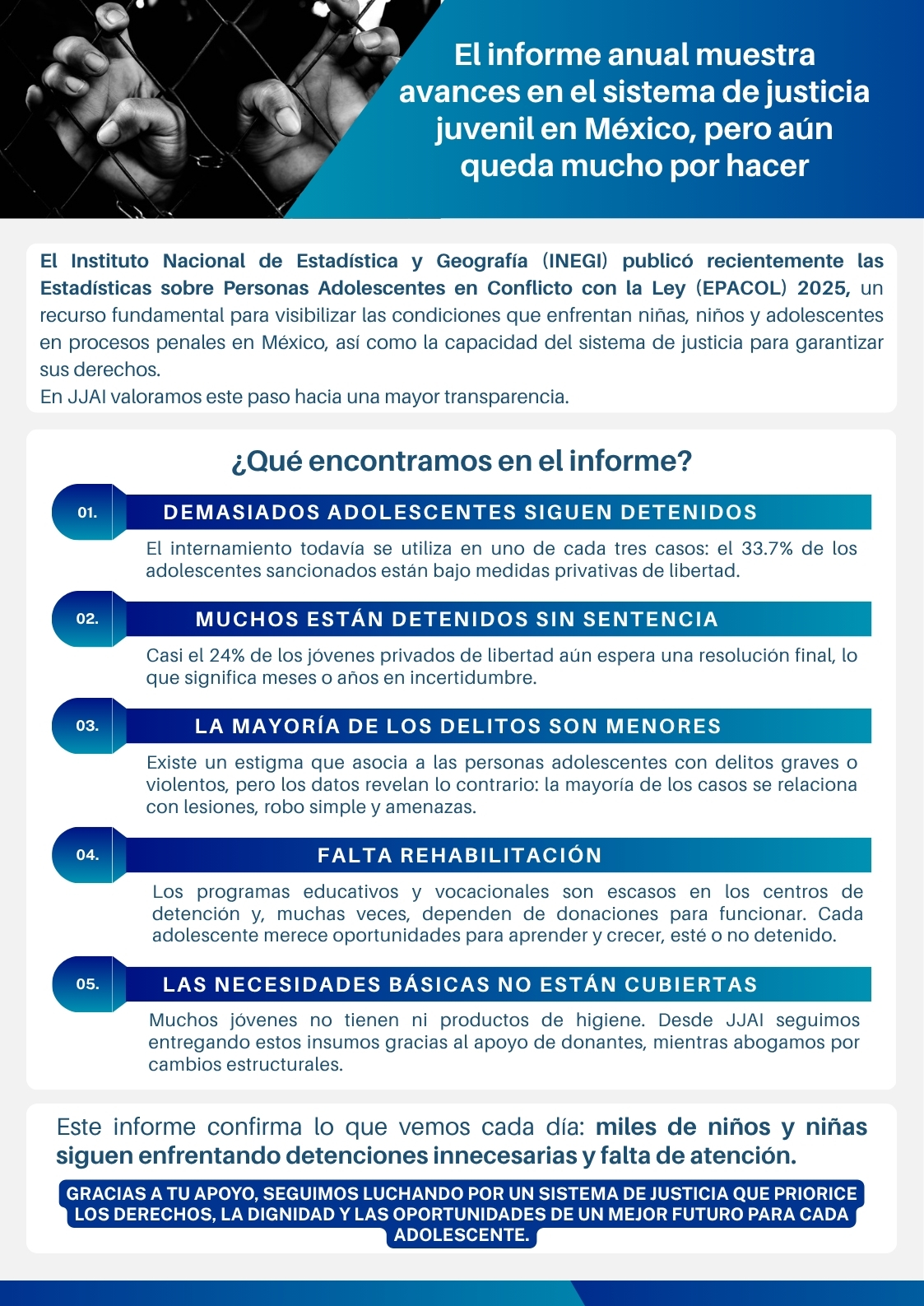 Reporte sobre adolescentes en conflicto con la ley en México