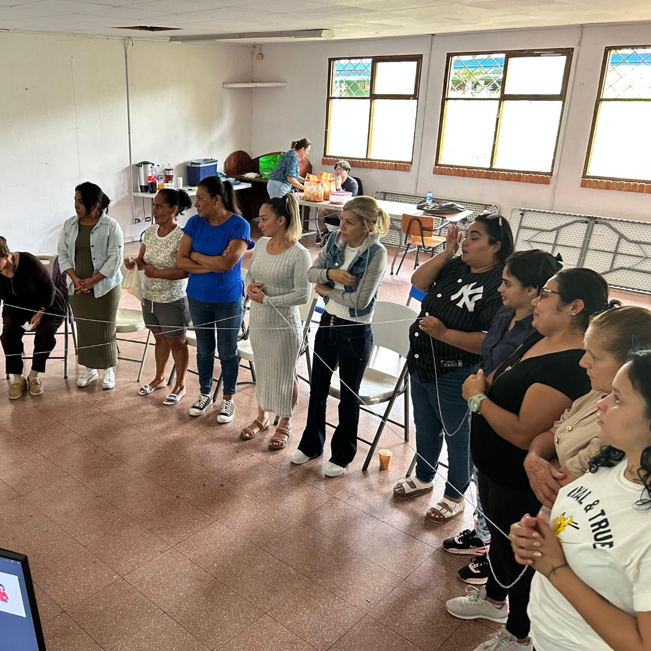 Families participating in a workshop in Costa Rica